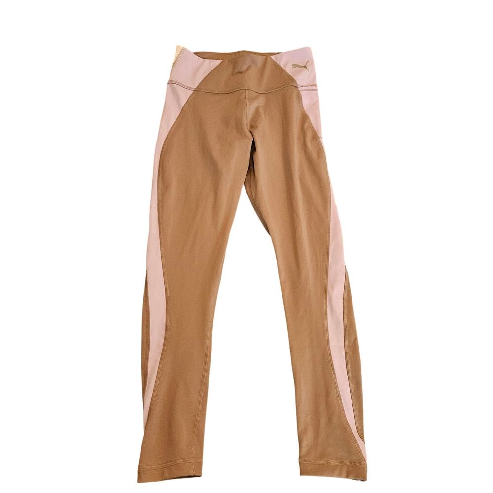 Puma Women’s Colorblock High Rise Leggings Pink Taupe Size S Activewear